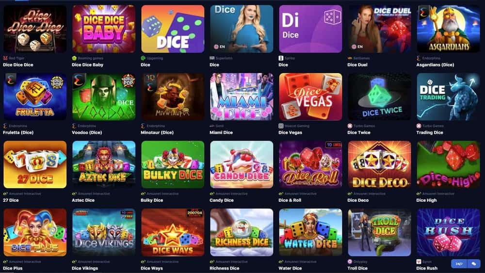 Sección de dados del casino en línea 1win