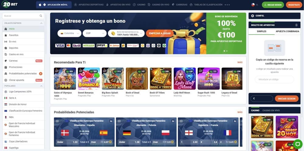 Página de inicio de 20bet