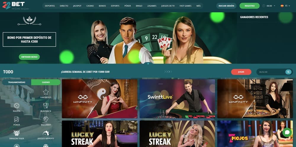 22bet juegos de casino en vivo