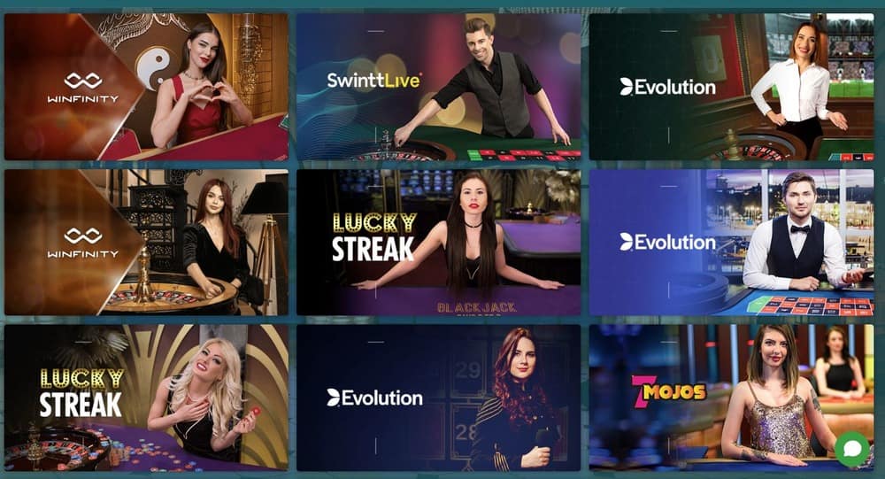 Juegos en directo de varios proveedores en 22bet