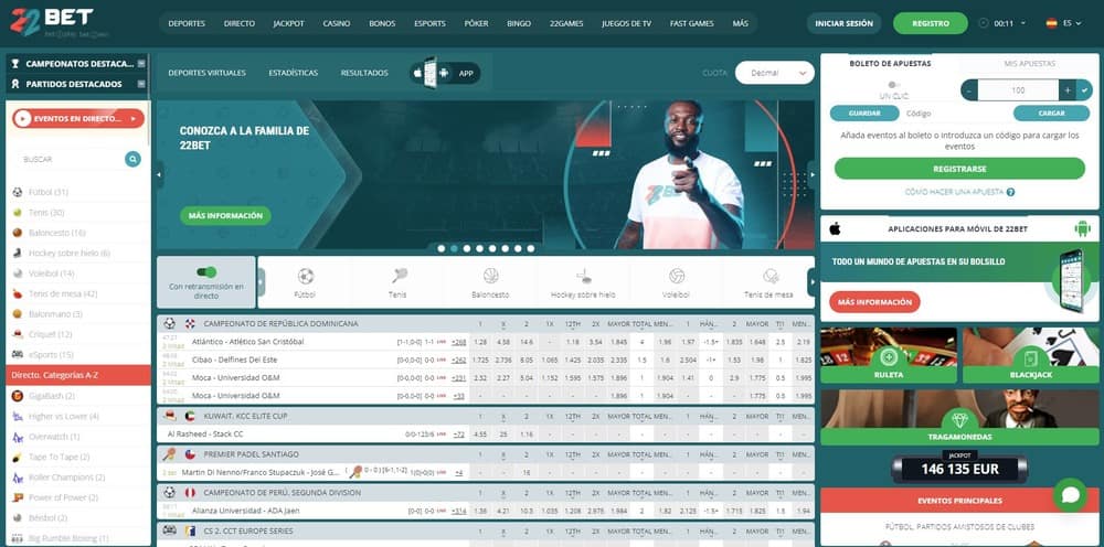 página oficial 22bet