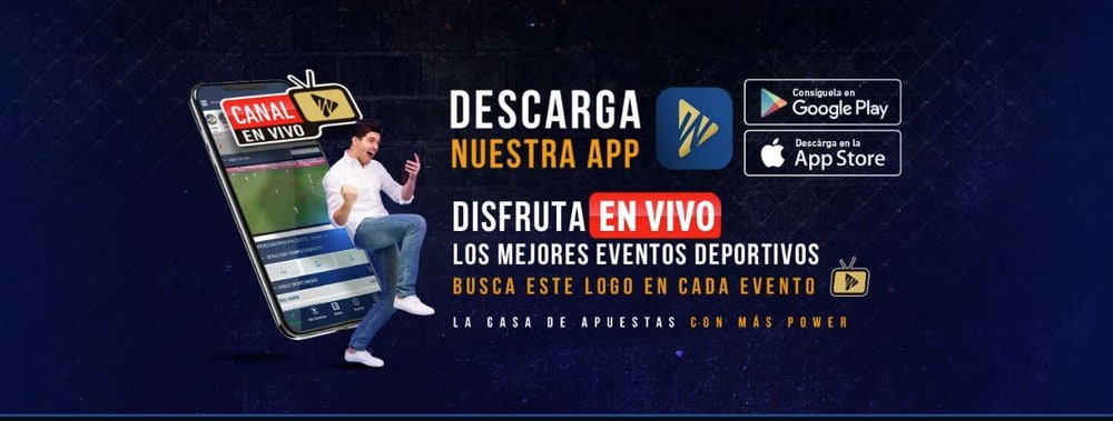 Banner sobre la descarga de la aplicación Wplay
