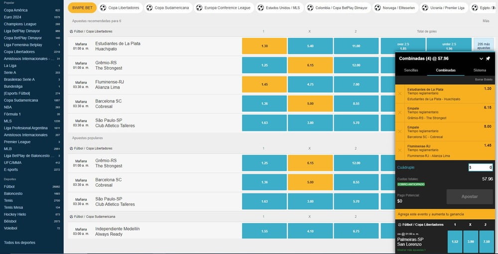 Apuestas deportivas en la casa de apuestas BetPlay