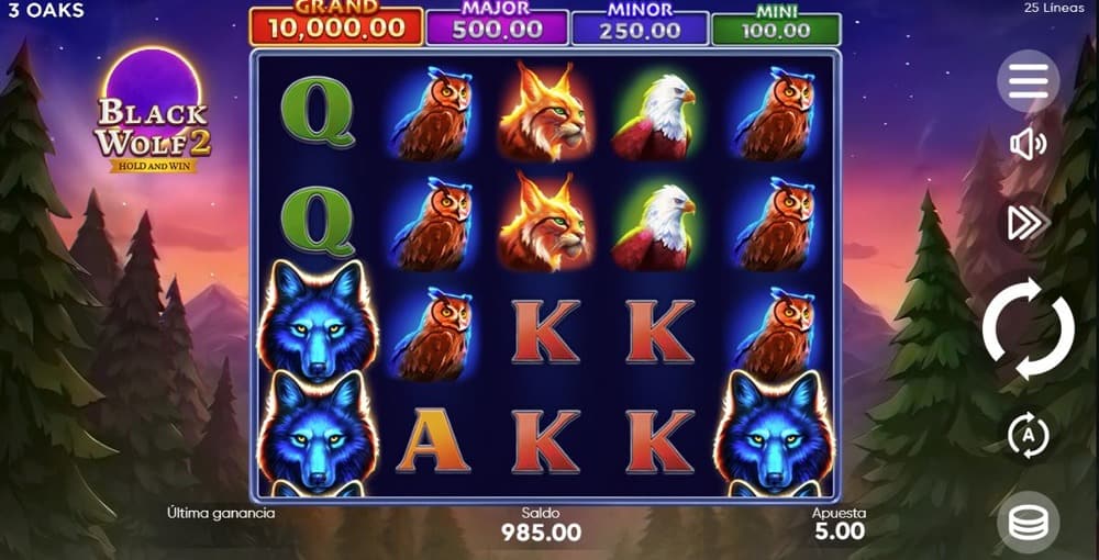 Jugabilidad de la tragamonedas Black Wolf