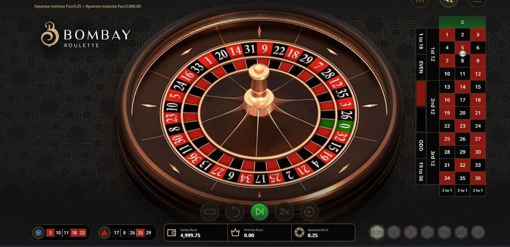 Bombay Roulette en el sitio web de 1xbet