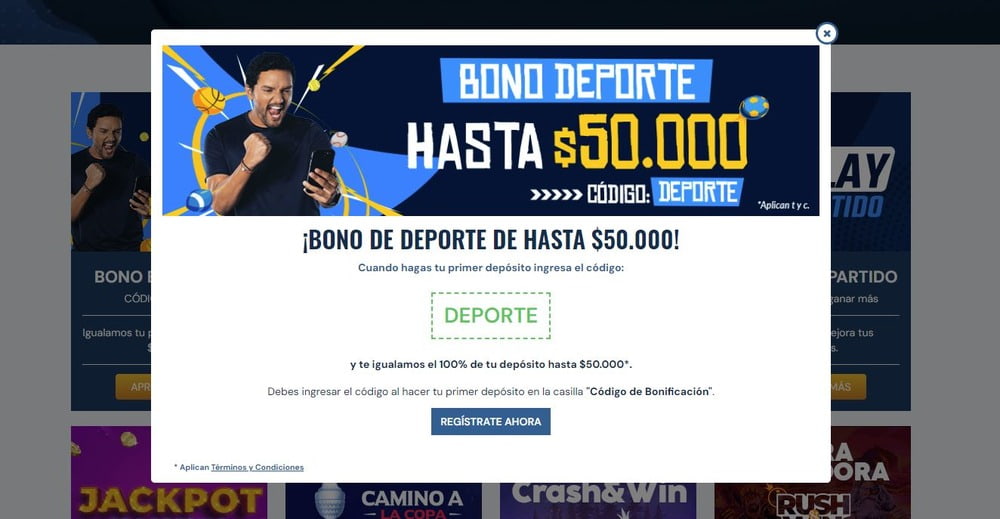 Banner con información sobre el bono deportivo de Rushbet