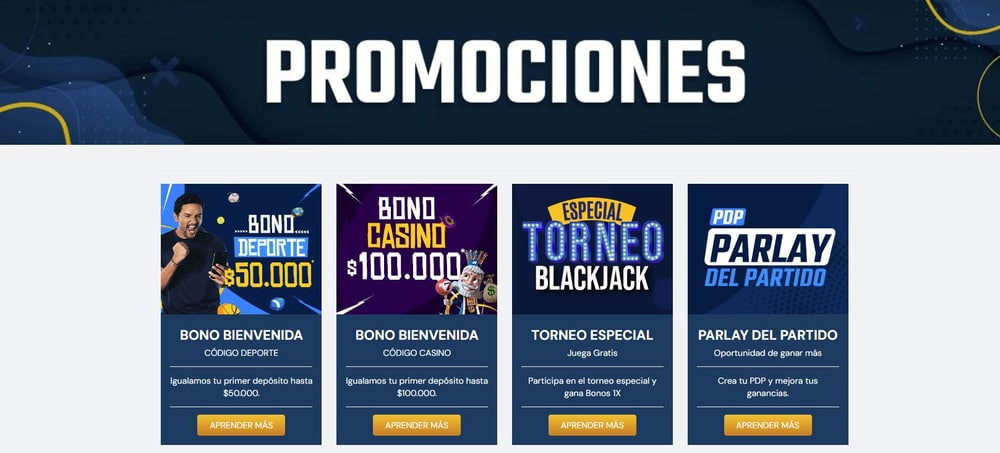 Página de bonos y promociones de Rushbet