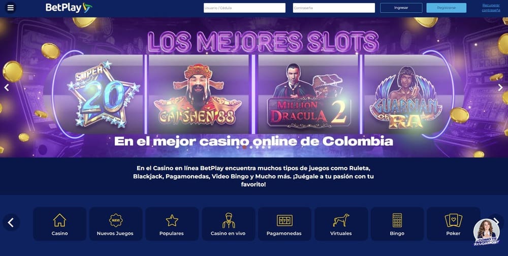 Sección de juegos de casino de BetPlay