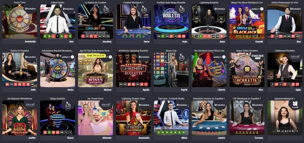 Sección de casino en vivo de Coolbet