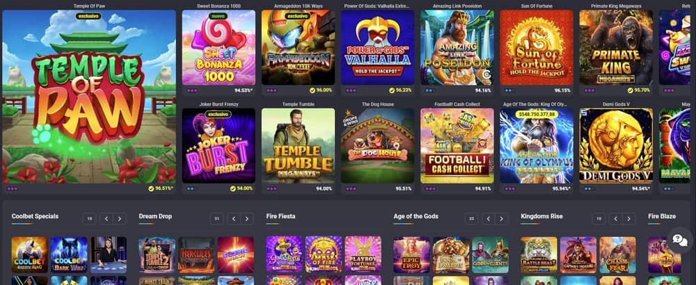 Página de juegos de casino de Coolbet