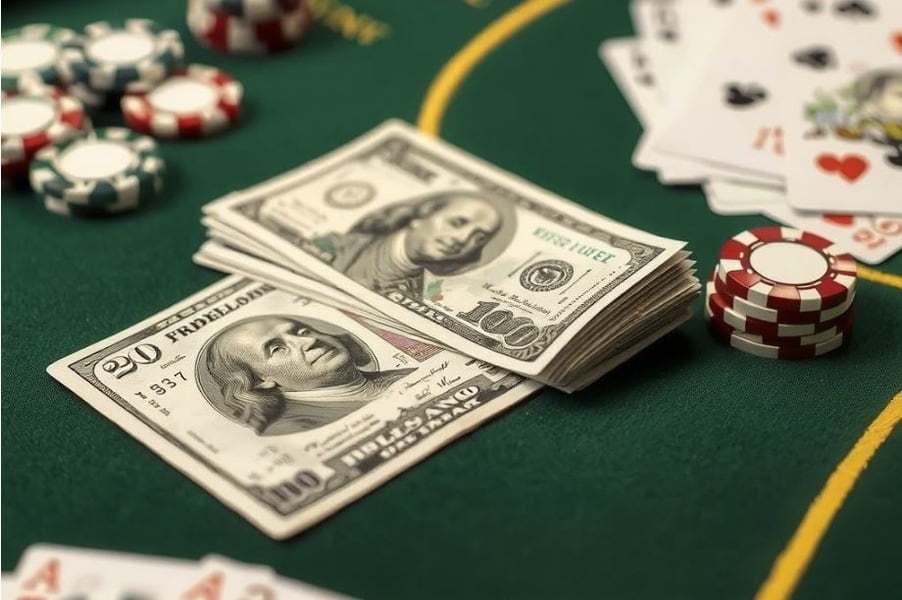 El dinero está sobre la mesa del casino