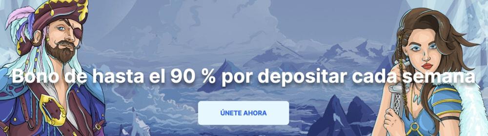 el pirata y la chica de la foto ofrecen una bonificación por depósito del 90