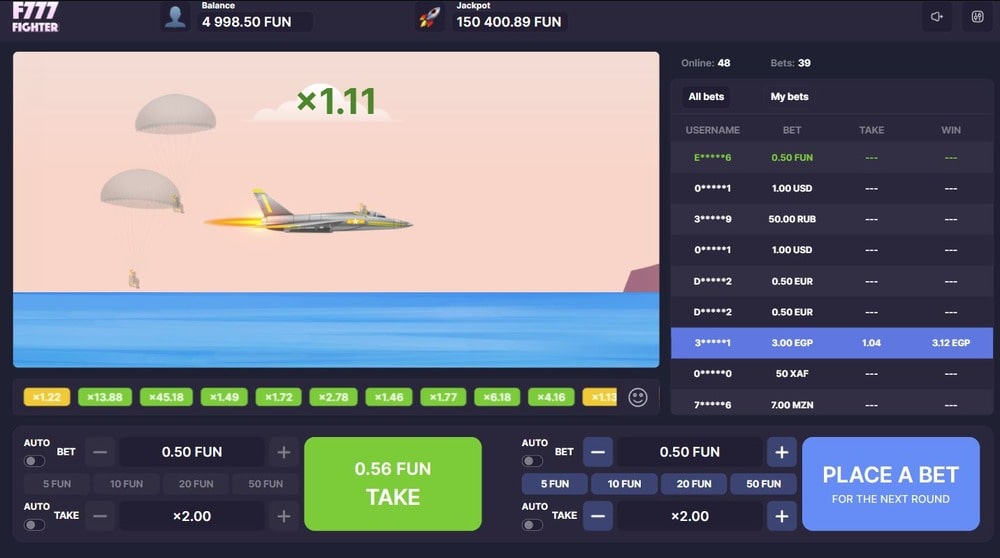El avión despegó en el juego F777 Fighter
