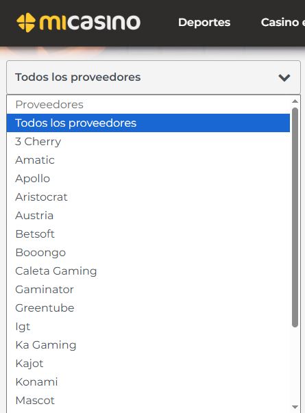 Filtra juegos casino todos proveedores software disponibles