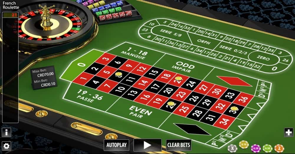 Campo de juego de la ruleta francesa 