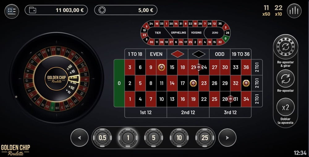 Girar la ruleta Golden Chip