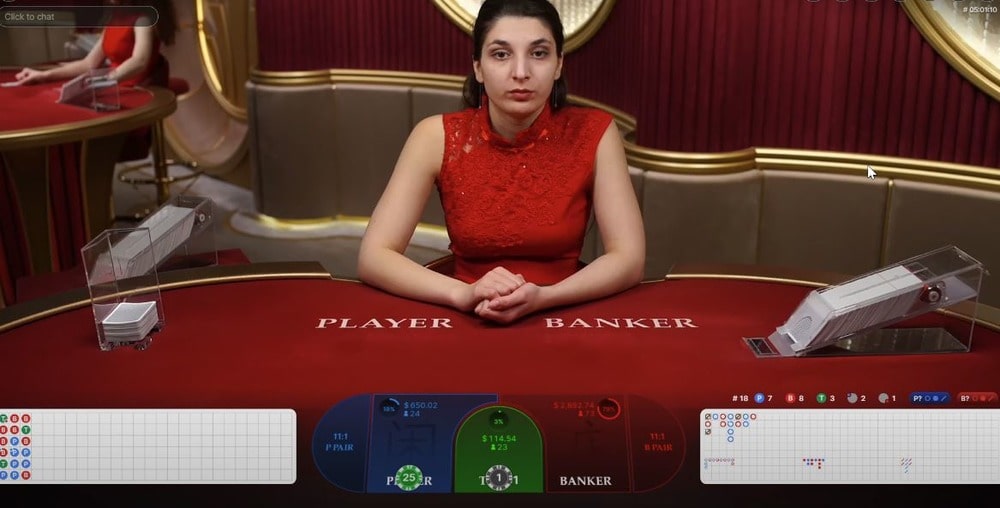 Juego de baccarat en vivo en un casino online