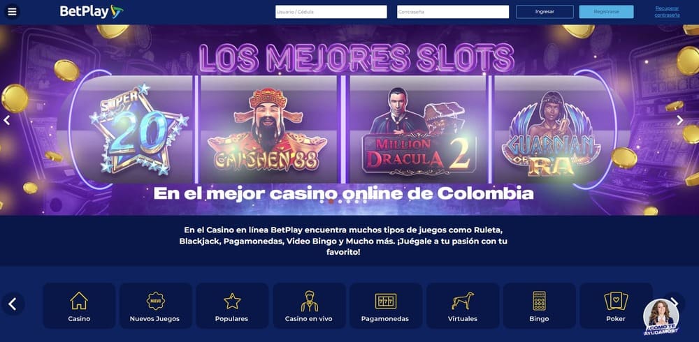 Sección de juegos de casino de Betplay