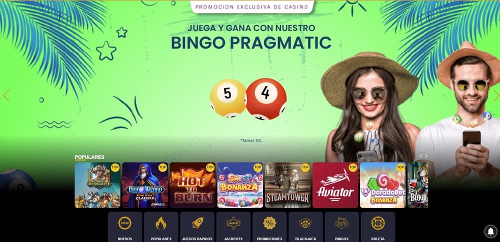 Sección de juegos de casino de Doradobet 