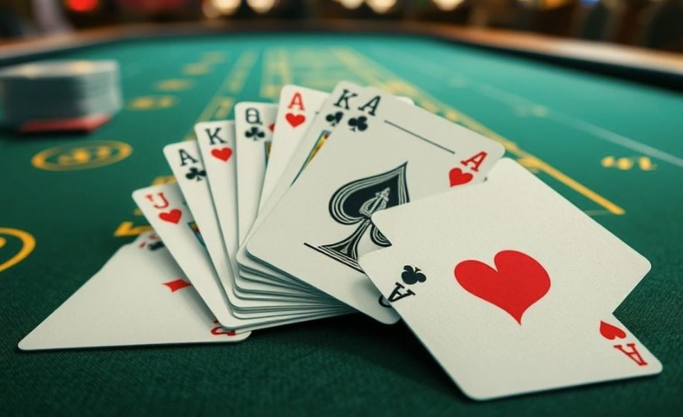 La baraja está sobre la mesa del casino