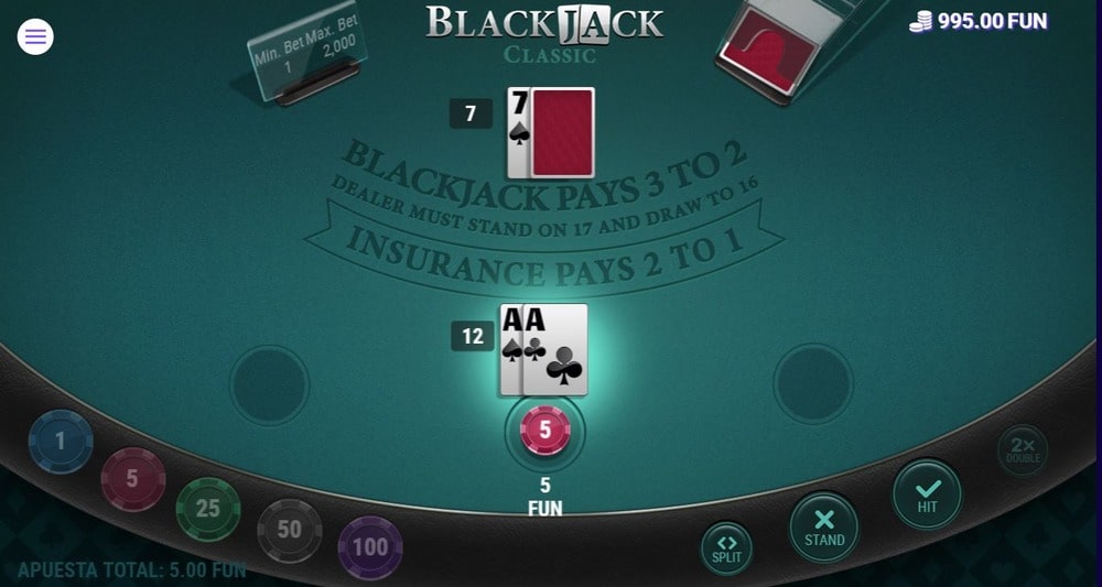 La versión clásica del blackjack