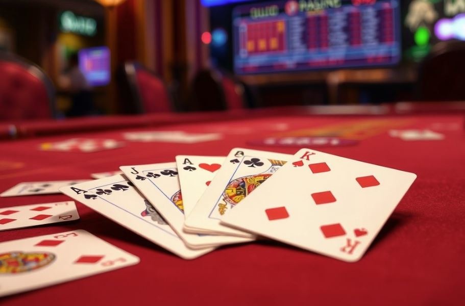 Las cartas están sobre la mesa en el casino