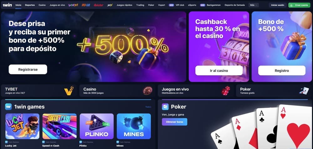 Página de inicio de 1win