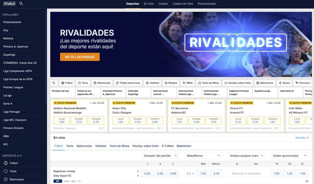 Página principal de Rivalo Casino