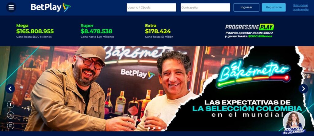 Visita página principal BetPlay apostando deportes