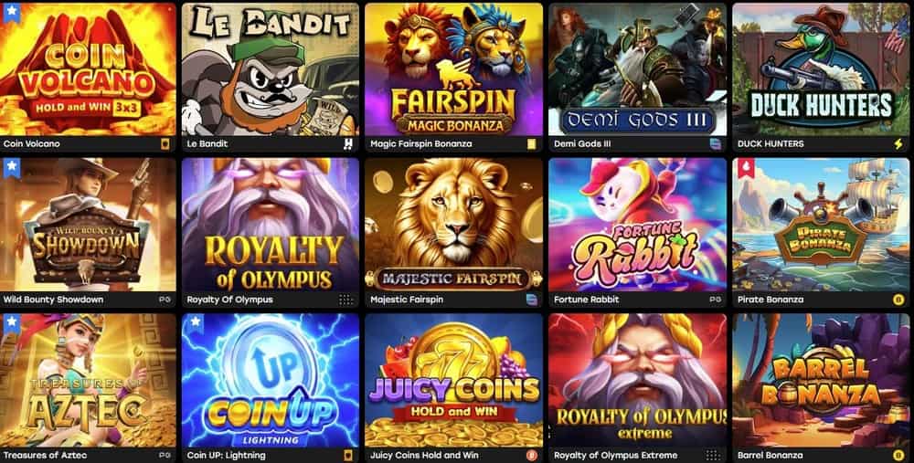 Sección con juegos populares en casinos online