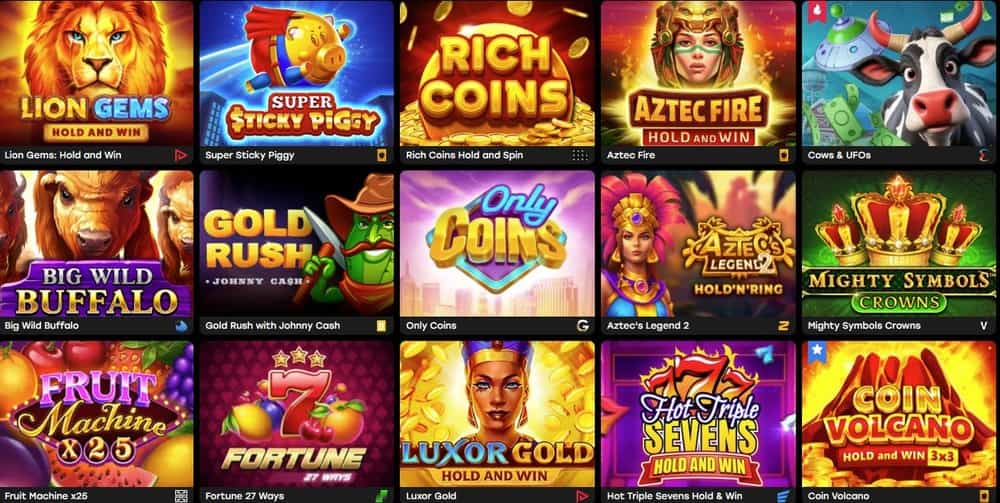 Sección con las tragamonedas más populares del casino