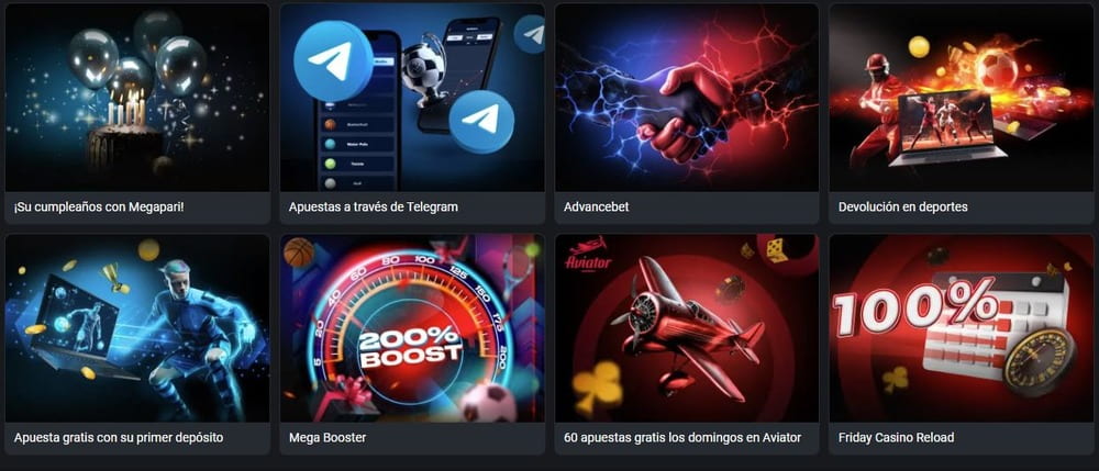Sección de Promociones de Mega Pari Casino