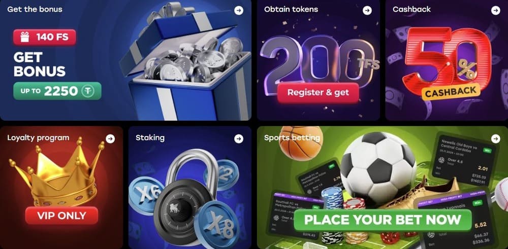 Sección de bonos y promociones de Fairspin Casino