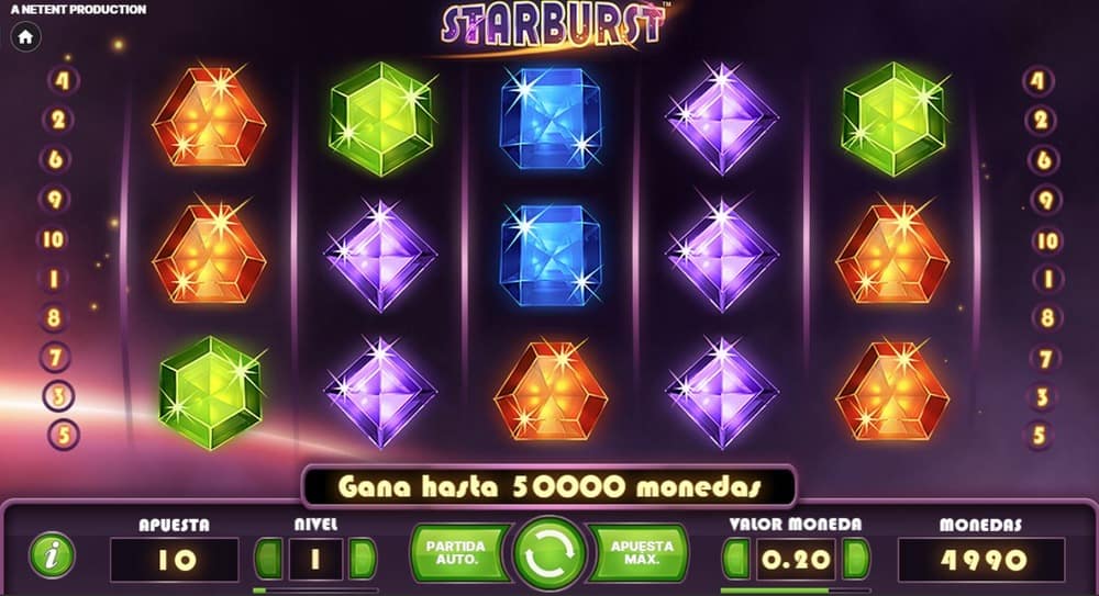 Jugabilidad de la tragaperras Starburst