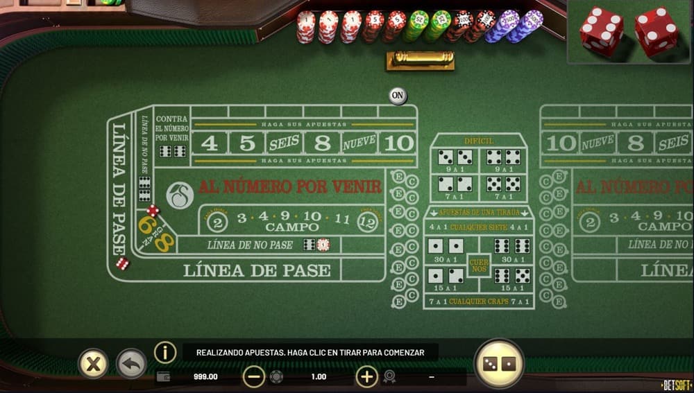 Tirar los dados en el craps