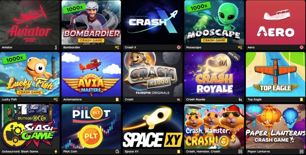 Una selección de juegos Crash en casinos online